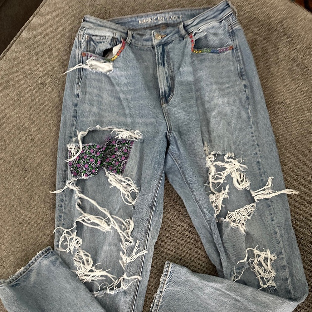 size 12 X-long American Eagle highest rise custom jeans